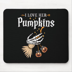 Tapis De Souris J'aime Ses Citrouilles Elle Aime Mon Balai Hallowe
