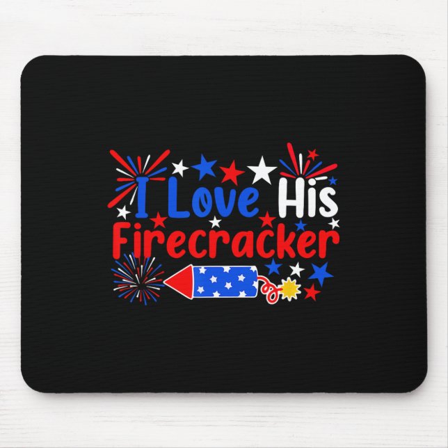 Tapis De Souris J'Aime Son Pirate Drôle 4 juillet Feu D'Artifice (Devant)