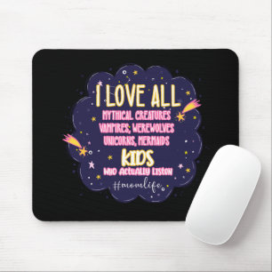 Tapis De Souris J'Aime Toutes Les Créatures Mythiques, Vampires, W