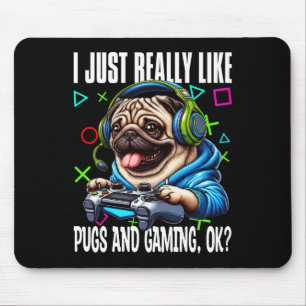 Tapis De Souris J'Aime Vraiment Les Carlins Et Les Jeux Ok Game Vi