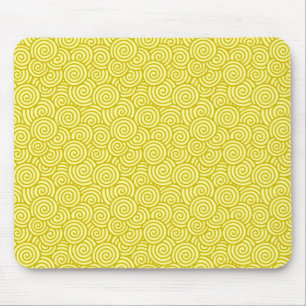 Tapis De Souris Japanese swirl pattern - mustard and light yellow