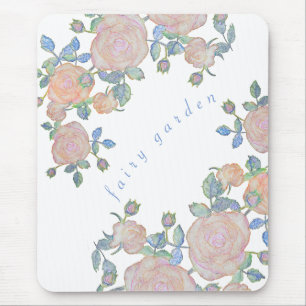 Tapis De Souris Jardin de fées élégant motif de fleurs roses ferss