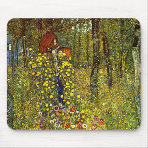 Tapis De Souris Jardin de ferme avec crucifix de Gustav Klimt