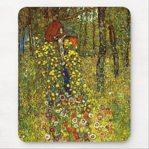Tapis De Souris Jardin de ferme avec crucifix de Gustav Klimt