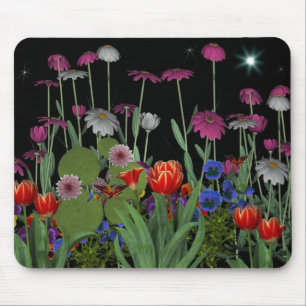 Tapis de souris Jardin de fleurs nocturnes