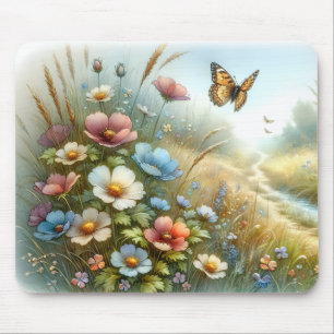 Tapis De Souris Jardin de papillons de la prairie fleurie