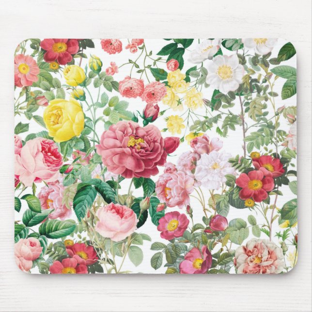 Tapis De Souris Jardin de printemps Vintage Rose (Devant)