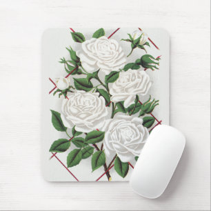 Tapis De Souris Jardin de roses blanches grimpantes antiques victo