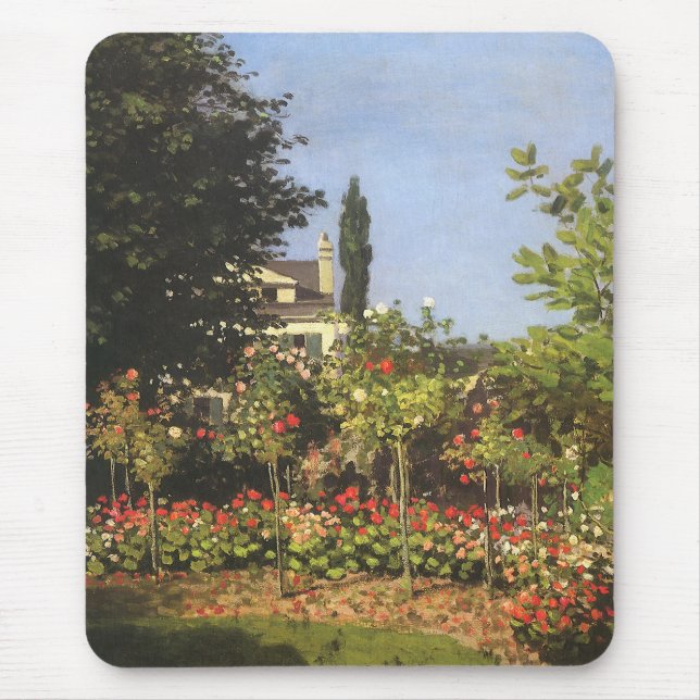 Tapis De Souris Jardin fleuri à Sainte Adresse par Claude Monet (Devant)