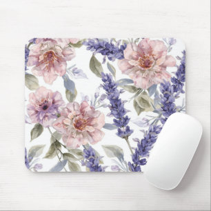 Tapis De Souris Jardin floral aquarelle pivoine lavande 