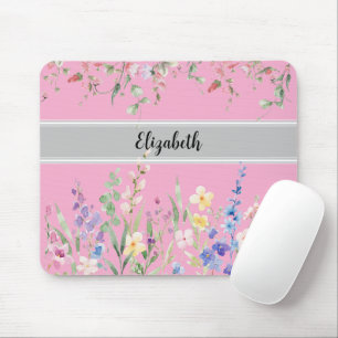 Tapis De Souris Jardin Floral Monogramme Pink clair