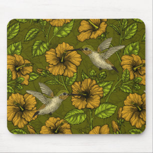 Tapis De Souris Jardin tropical nocturne jaune et vert