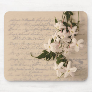 Tapis De Souris jasmine sur l'ancienne écriture manuscrite mousep