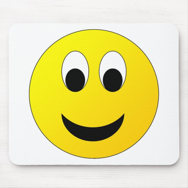 Tapis De Souris Jaune brillant et joyeux visage souriant (Devant)