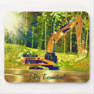Tapis De Souris Jaune Excavateur Power Shoot Art Mousepad