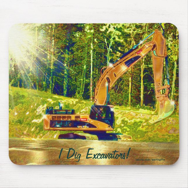 Tapis De Souris Jaune Excavateur Power Shoot Art Mousepad (Devant)