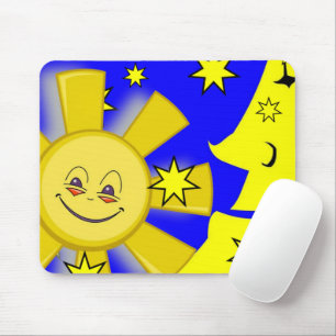 Tapis De Souris Jaune Lune Soleil Étoiles Souris Bleu Pad! Panier