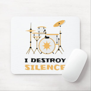 Tapis De Souris Je Détruis Silence Funny Drummer