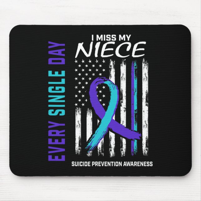 Tapis De Souris Je Manque Ma Nièce Prévention Du Suicide Ameri (Devant)
