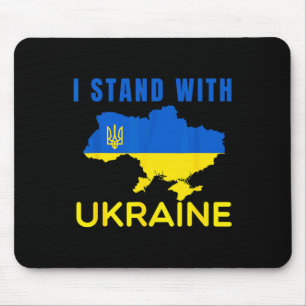 Tapis De Souris Je me tiens' avec le drapeau de l'Ukraine Emblème 