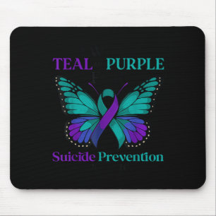 Tapis De Souris Je porte du sarcelle et papillon violet pour la pr