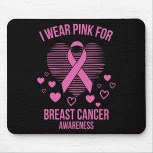 Tapis De Souris Je porte le ruban rose Coeur Cool Cancer du sein p