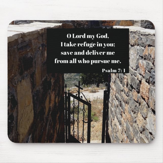 Tapis De Souris Je Refuse En Dieu Bible Verse Psaume 7:1 (Devant)