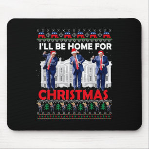 Tapis De Souris Je serai à la maison pour Noël Père Noël drôle Tru
