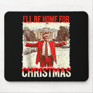 Tapis De Souris Je serai à la maison pour Noël Santa Vintage Humou