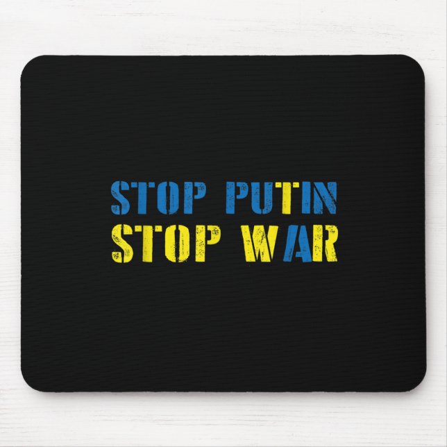 Tapis De Souris Je soutiens l'Ukraine pour arrêter Poutine arrêter (Devant)