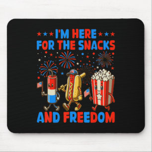 Tapis De Souris Je suis ici pour les snacks et la liberté 4 juille