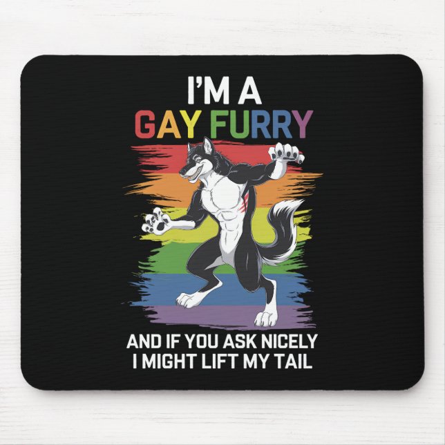 Tapis De Souris Je suis une fierté LGBTQ arc-en-ciel renard furry  (Devant)