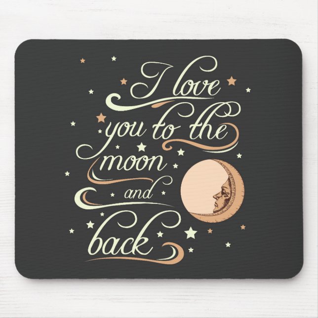Tapis De Souris Je t'aime au noir de lune et de dos (Devant)