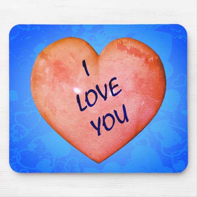 Tapis De Souris Je t'aime coeur rose (Devant)