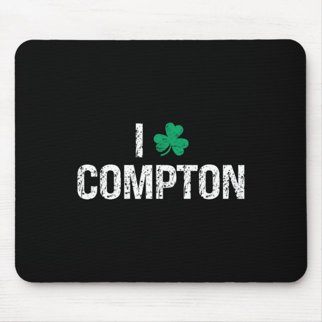 Tapis De Souris Je t'aime Compton Shamrock Trèfle Saint-Patrick  (Devant)