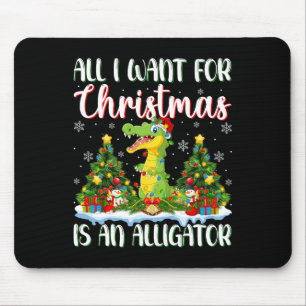 Tapis De Souris Je Veux Pour Noël Est Un Alligator Xmas Arbre Ligh