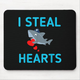 Tapis De Souris Je vole des coeurs Saint-Valentin Requin