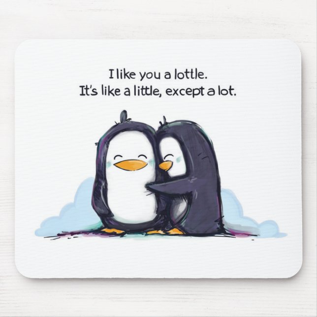 Tapis De Souris Je vous aime des pingouins d'un Lottle - tapis de (Devant)
