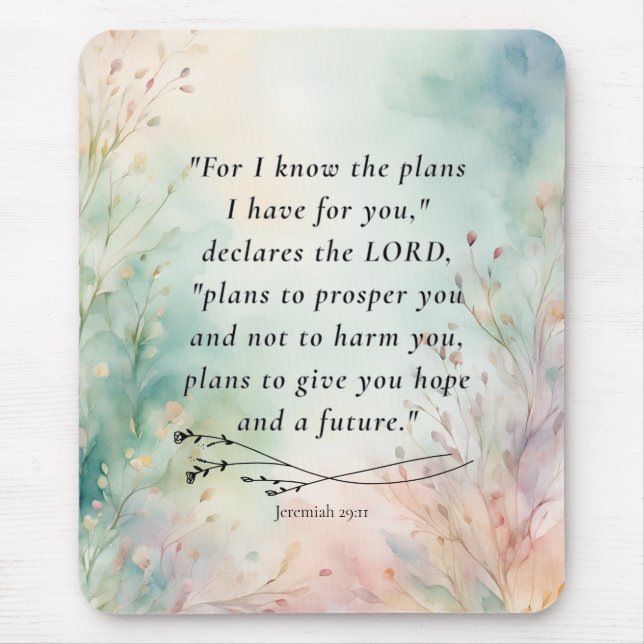 Tapis De Souris Jérémie 29:11 Image de verset biblique (Devant)