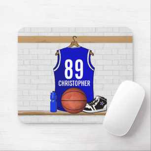 Tapis De Souris Jersey Blue and White Basketball
