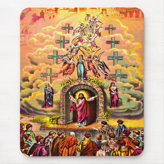 Tapis De Souris Jésus à la porte du Ciel mousepad (Devant)