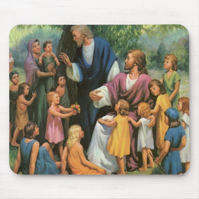 Tapis De Souris Jésus-Christ bénissant les enfants, Religion Vinta (Devant)