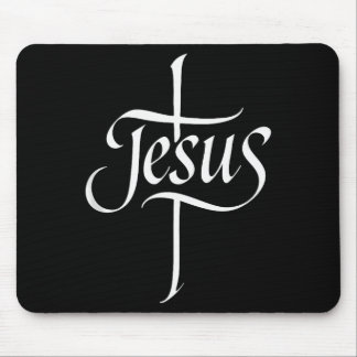 Tapis De Souris Jésus Croix Calligraphie Culte Foi Design Tank