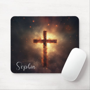 Tapis De Souris Jésus Croix Lumineuse Jésus Foi Chrétien Personnal