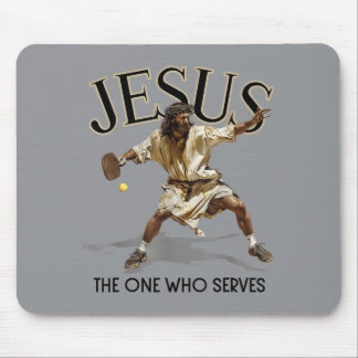 Tapis De Souris Jésus de pickleball drôle Celui qui sert