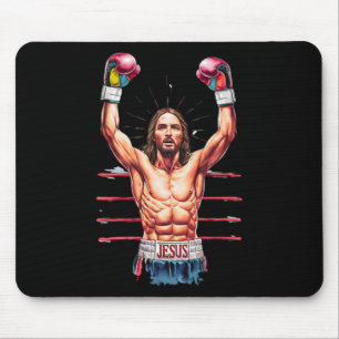 Tapis De Souris Jésus Dieu Kickboxing Ou Boxe Victoire Drôle Meme