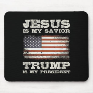 Tapis De Souris Jésus Est Mon Sauveur, Trump Est Mon Président