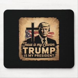 Tapis De Souris Jésus est mon sauveur Trump est mon président Bibl