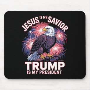 Tapis De Souris Jésus est mon sauveur Trump est mon président Reli