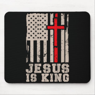 Tapis De Souris Jésus Est Roi Christ Seigneur Patriotique Chrétien
